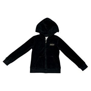 Juicy Couture Bundle of 2  Girls Striped Dress Sz 6 and Black Velour Jacket Sz 6